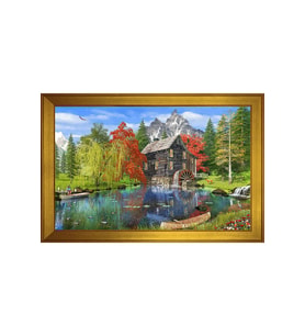 Manzara Temalı Kanvas Tablo 80 x 110 cm Gold Çerçeve