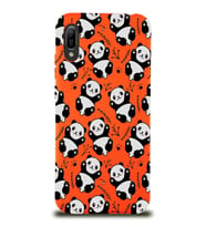 Huawei Y6 2019 Uyumlu Lansman Kılıf Panda Tasarımlı İçi Kadife Kapak-Turuncu (Şeffaf)