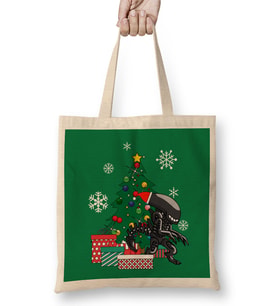 Alien Xenomorph Around The Christmas Tree Bez Çanta Uzun Saplı