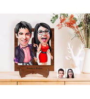 BK Gift Kişiye Özel Sevgililer Karikatürlü Ahşap Standlı 3D Biblo-4 (Beyaz)