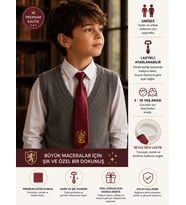Harry Potter Gryffindor Kravat Bordo Renk Ayarlanabilir Lastikli 3-10 Yaş Unisex Çocuk Kravatı