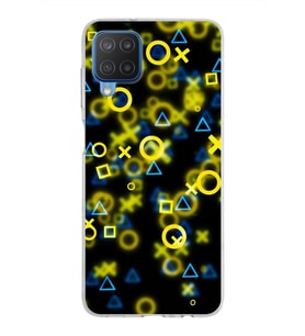 Samsung Galaxy M12 Kapak  Semboller Tasarımlı Şeffaf Silikon Kılıf