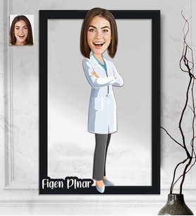 Kişiye Özel 3D  Ahşap Tablo Doktor Kadın 30x40 -1