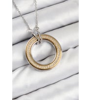 316L Çelik Zirkon Taşlı Dönen Daire Model Gold Ve Gümüş Renk Kadın Kolye