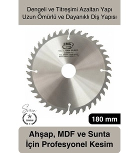 #DaireTestere 180 mm 40 Diş Ahşap Kesim Daire Testere Diski MDF ve Sunta İçin Profesyonel Hassas 40T