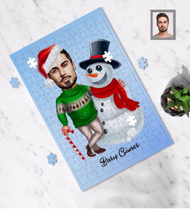 Kişiye Özel Yılbaşı Erkek Karikatürlü A3 240 Parça Puzzle Model-13