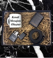 Kişiye Özel Kendi Mesajını Oluştur Tasarımlı Kupa Bardak Mekanizmalı Cüzdan Kemer Çakmak Özel Hediye Seti
