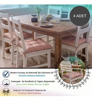 4 Adet - 40x40 Cm Lüks Süet Dokulu Gül Kurusu Sandalye Minderi - %100 Silikon Elyaf Dolgulu Yıkanabilir Minder