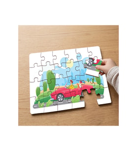 Arabada Gezen Aile Tasarımlı 24 Parça Ahşap Çocuk Puzzle MPK0141