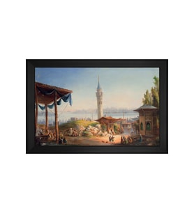Manzara Temalı Kanvas Tablo 80 x 110 cm Siyah Çerçeve