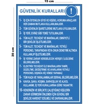 Metal Güvenlik Kuralları 15 Cm x 20 Cm Uyarı Levhası Yönlendirme Tabelası