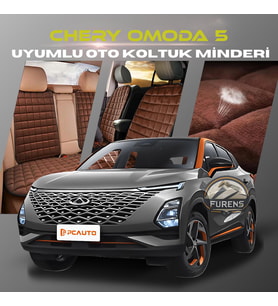 Chery Omoda 5 Kahverengi Renk Tay Tüyü Cepli & Terletmez Sırtlı Oto Koltuk Minder Seti - Koltuk Koruma Kılıfı (ÖN & ARKA TAM SET)
