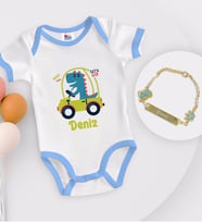 BK Kids Kişiye Özel İsimli Mavi Bebek Body Zıbın ve Erkek Bebek Künyesi Hediye Seti-34
