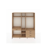 Hyperion Gardrop 7 Raflı 4 Çekmeceli 3 Askılı 220x44x243 Çam-Çam/Çam