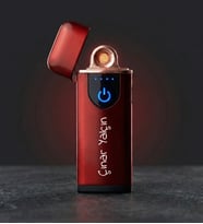 Kişiye Özel USB Şarjlı Dokunmatik Alevsiz Çakmak - Kırmızı Renk