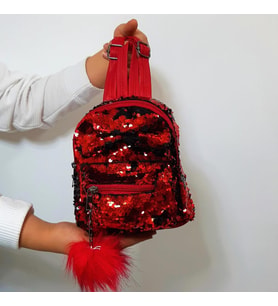 Fiyra crn Kırmızı Pullu Kız Çocuk Sırt Çantası (16cmx20cmx10cm)