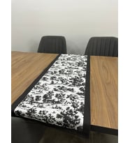 Toile De Jouy Monet Runner 40x110 cm  %100 Pamuk Dijital Baskılı Masa Örtüsü  Country Tarzı Fransı (Siyah)