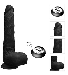 Jules İleri Geri Hareketli&Isıtmalı 7 Modlu Titreşimli Kumandalı Ultra Yumuşak Siyah Penis