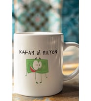 Kafam Bi Milyon Baskılı Eğlenceli Komik Hediyelik Beyaz Kupa Bardak