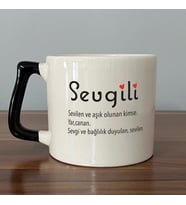 Sevgili Baskılı Siyah Kulplu D Kupa