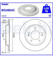 DELPHI BG4964C Arka Fren Diski 58411G2300 (2 Adet Fiyatıdır)