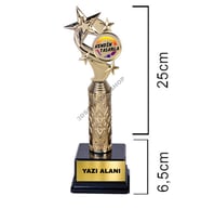 Kişiselleştirilebilir Yıldız Temalı Ödül Kupası 1 Adet 31,5 cm ( Not Yazılabilir)
