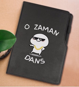 BK Gift O Zaman Dans Tasarımlı Siyah Termo Deri Not Defteri 15x21cm-1