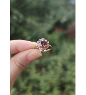 ÇİÇEK BROWNİ TOPAZ TASLİ YÜZÜK - AK453
