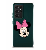 Samsung Galaxy S21 Ultra Soft Premier Kapak Minnie Mouse-C Tasarımlı Silikon Kılıf - Yeşil (Şeffaf)