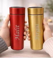 Kişiye Özel Dereceli Termos 500 ml 2 Adet Gold-Kırmızı (Sarı-Kırmızı)