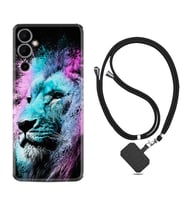 Tecno Pova Neo 2 Kılıf Silikon Boyun Askılı İpli Desenli Silikon Pink Blue Leon 1603