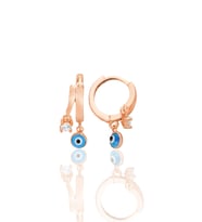 Gümüş rose zirkon taşlı nazarlı halka küpe SGTL12706ROSE