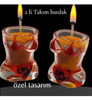 dekoratif vanilya kokulu cam bardak 2li Premium mum seti (Çok Renkli)