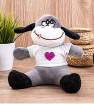 Kişiye Özel Mor Kalpli İsimli Peluş Eşek (Siyah-Gri)