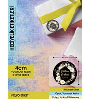 Beyaz Manolya Etiket Modeli Ürünlerinize Özel , 4 Cm - 110 Adet Folyo Sticker