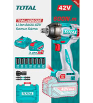 Total 42V Akülü Somun Sıkma Makinesi Kömürsüz Motor Li-ion Çift Akü TIWLI42602E
