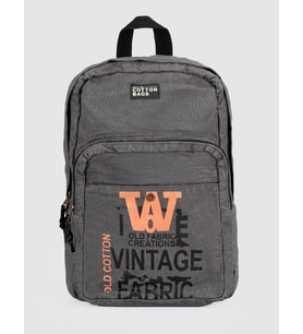 Antrasit Vintage Baskılı Keten Unisex Sırt Çantası