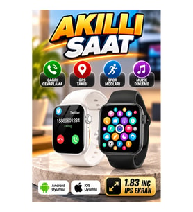 1.83 İnç IPS Ekranlı Akıllı Saat Android ve iOS Uyumlu Çağrı Yanıtlama, GPS Takibi ve Spor Modları