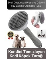 Özel Üretim Gri Kendini Temizleyen Otomatik Tuşlu Evcil Hayvan Pet Tüy Toplayıcı Kedi Köpek Tarağı