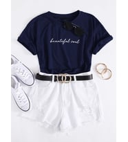 Beautiful Soul Baskılı Tasarım Tshirt (Lacivert)