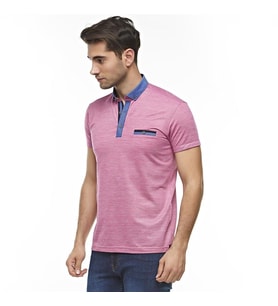 Erkek  Kısa Kollu Merserize Polo T-shirt (Mor)