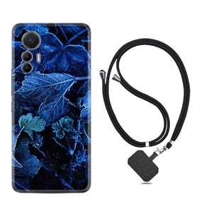 Xiaomi 12 Lite Kılıf Silikon Boyun Askılı İpli Desenli Silikon Blue Foid 1628
