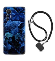 Xiaomi 12 Lite Kılıf Silikon Boyun Askılı İpli Desenli Silikon Blue Foid 1628
