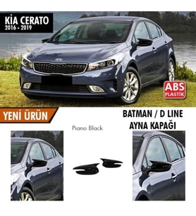 Kia Cerato Uyumlu (2016-2019) Batman Yarasa Ayna Kapağı (Parlak Siyah)