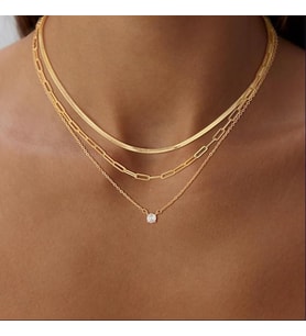 xuping 14k altın kaplama 3lü zincir kolye