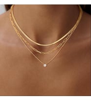 xuping 14k altın kaplama 3lü zincir kolye