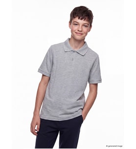LCW Kids Gri Polo Yaka Kısa Kollu Basic Erkek Çocuk Tişört