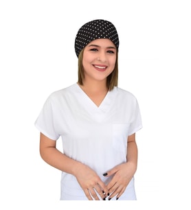 Siyah Yıldız Desenli Doktor Hemşire Bone