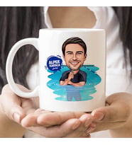 Kişiye Özel Havuzdaki Erkek Karikatürlü Kupa Bardak