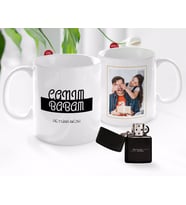 BK Gift Kişiye Özel Babalar Günü Hediyesi Fotoğraflı Kupa Bardak ve Benzinli Çakmak Seti-31 (Model 1)